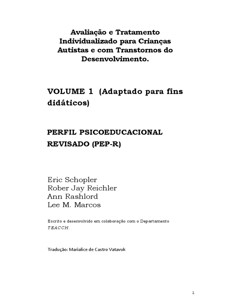 Apostila PEP-R Adaptado para Fins Didáticos | PDF | Autismo | Quociente ...