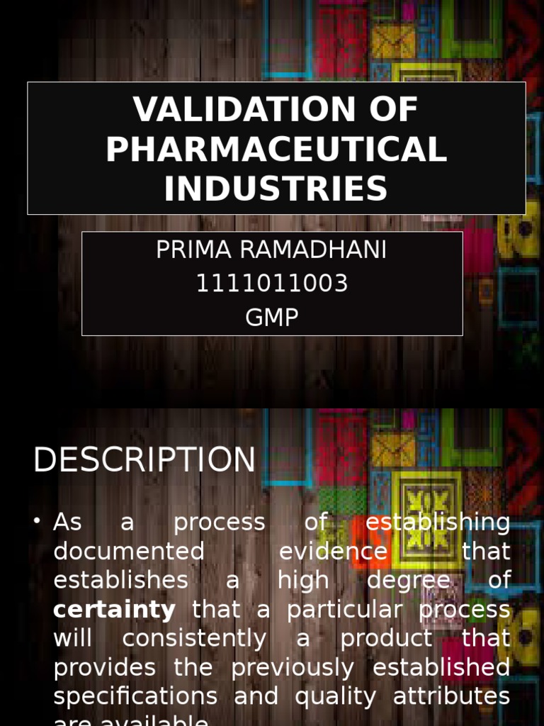 Validation of Pharmaceutical Industries | PDF | Verification And ...