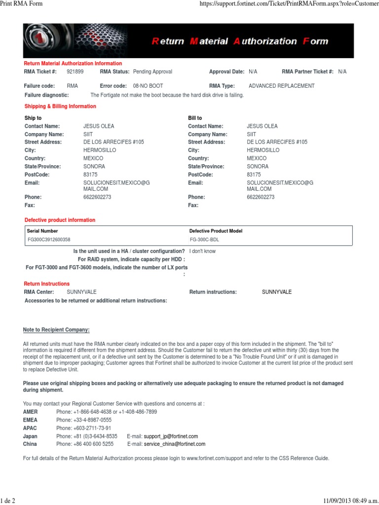 Fortinet RMA Process Overview | PDF | Finance & Money Management | Law