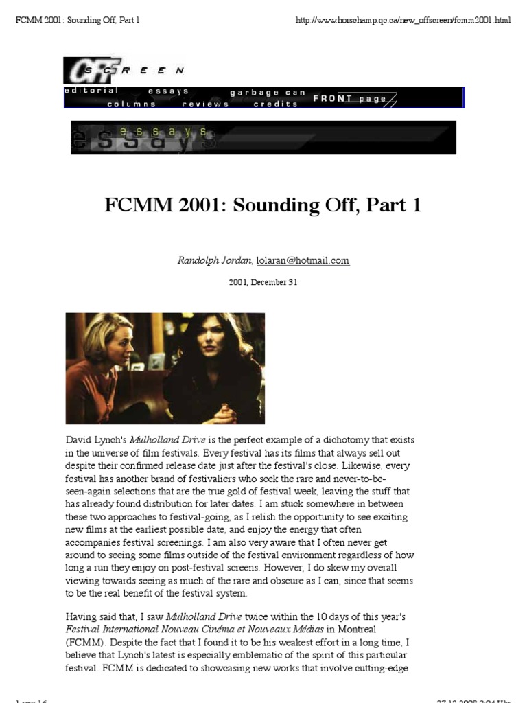FCMM 2001: Film, Sound, and Technology | PDF | Art