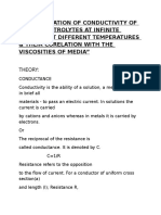 Determination of Conductivity of Given Electrolytes at Infinite Dilution at Different Temperatures