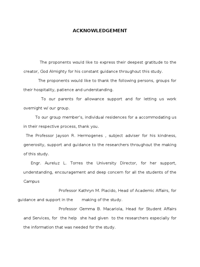 Acknowledgement thesis sample filipino