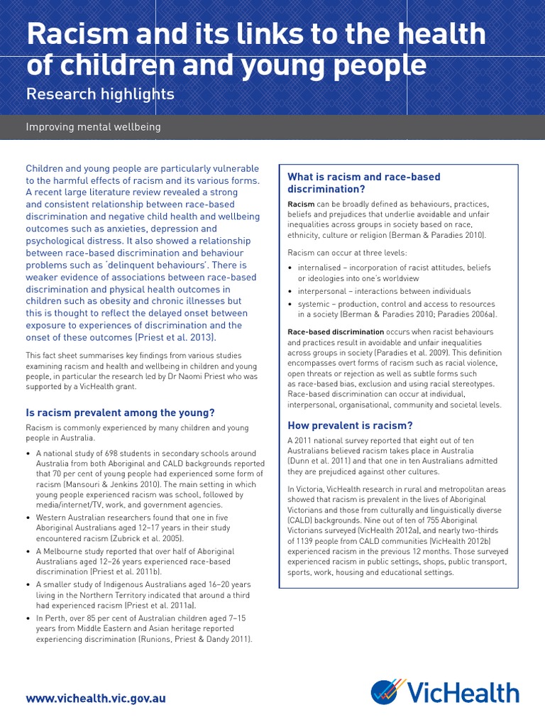 Impact of Racism on Youth Health | PDF | Racism | Discrimination & Race ...
