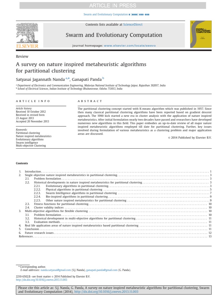 Nanda and Panda 2013 - A Survey On Nature Inspired Metaheuristic ...