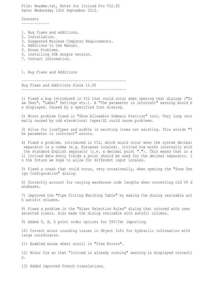 Readme Irricad | PDF | Software Bug | Databases