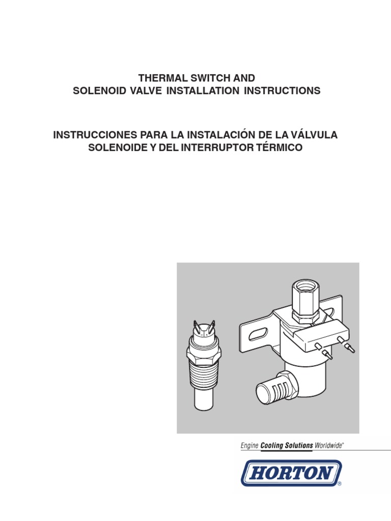 Horton Thermal Switch Installation Instructions PDF Chemical