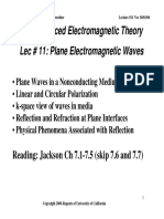 EE243 Advanced Electromagnetic Theory Lec # 11: Plane Electromagnetic Waves