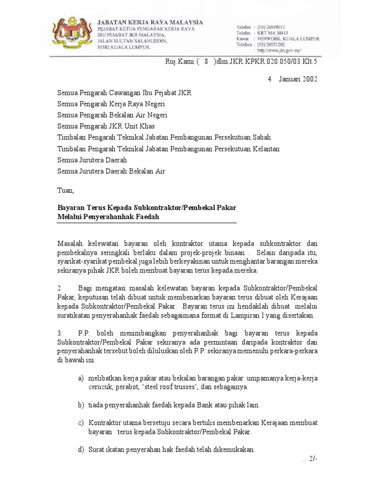 Contoh Surat Jkr Untuk Permohonan Lost And Expenses