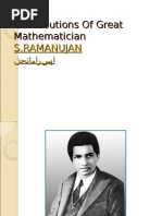 Contribution of Great Mathematician S.ramanujan in Mathematics