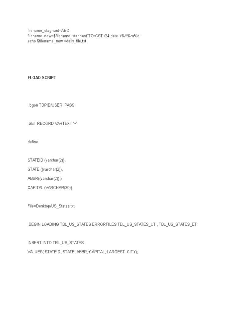 Teradata MLOAD and TPump Scripts | PDF | Computers | Technology ...