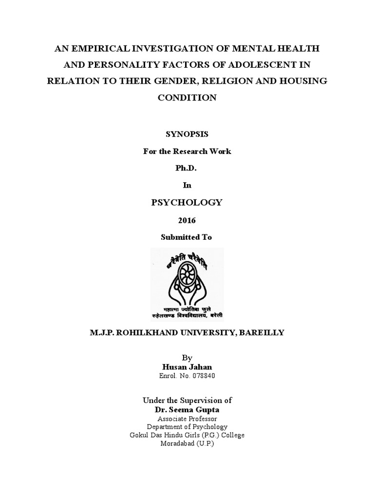 An Empirical Investigation of Mental Health and Personality Factors of ...