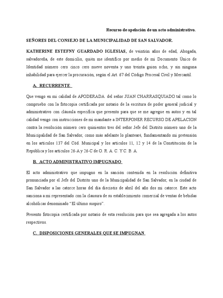 Recurso de apelación pdf