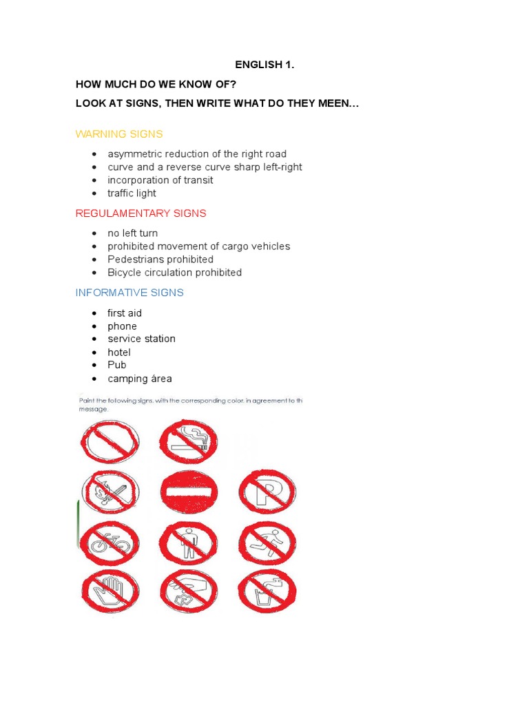 Traffic Signs and Safety Awareness | PDF