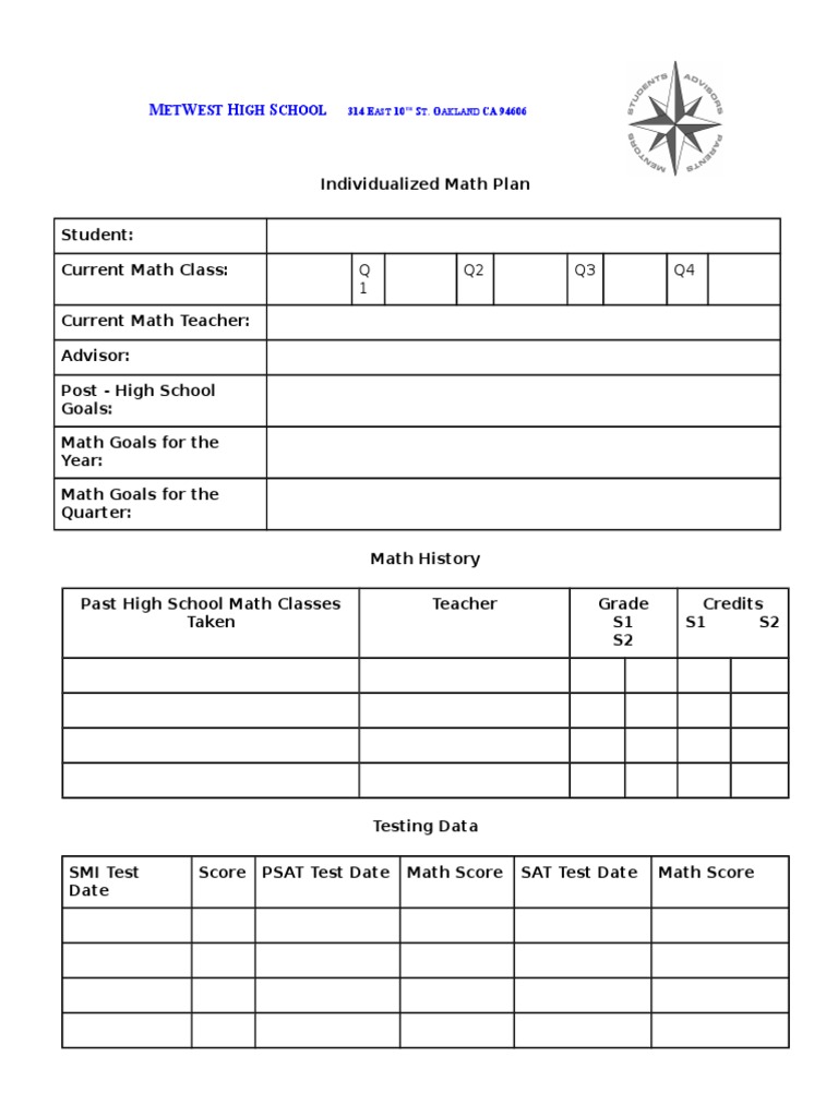 Student Math Progress Plan | PDF