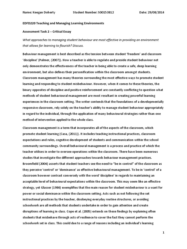 Effective Strategies for Classroom Behavior Management | PDF ...