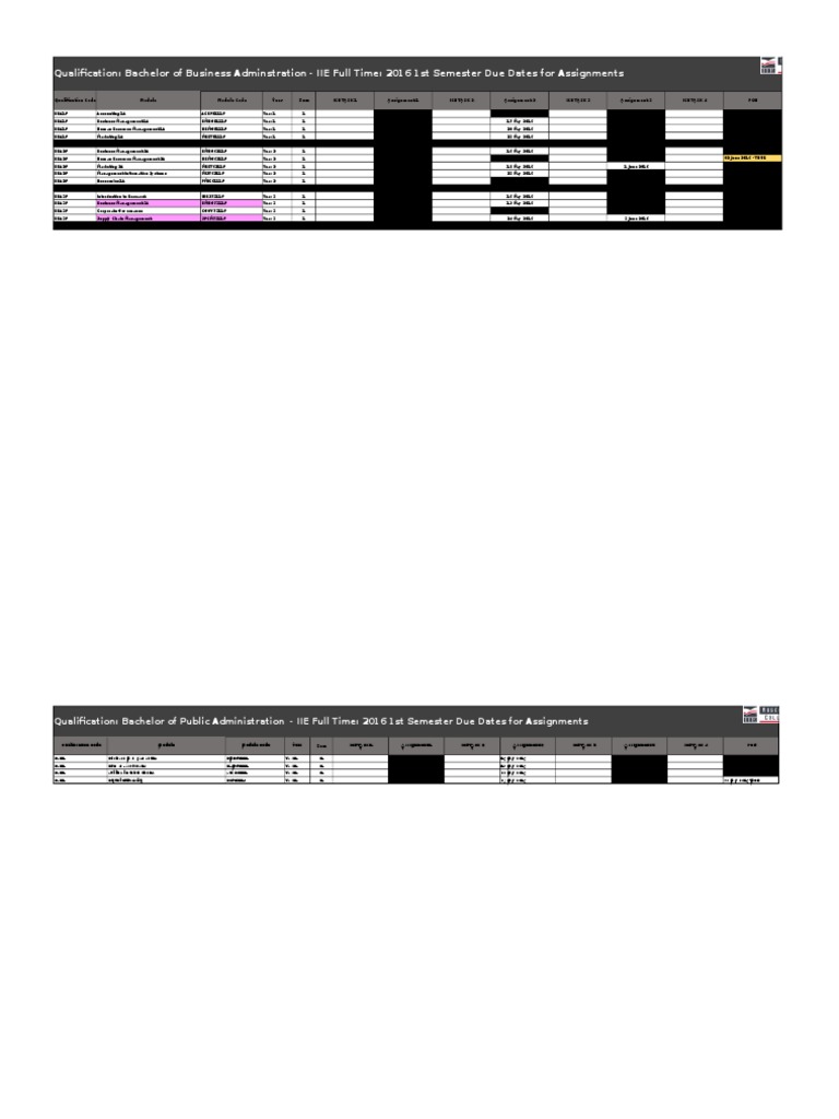 Assignment Due Dates | Graphic Design | Accounting