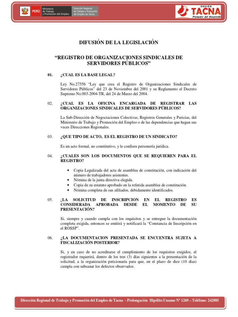 registro de un sindicato.pdf Sindicato Instituciones
