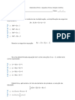 Ficha Formativa - Equações de 2º Grau. Notação Cientifica