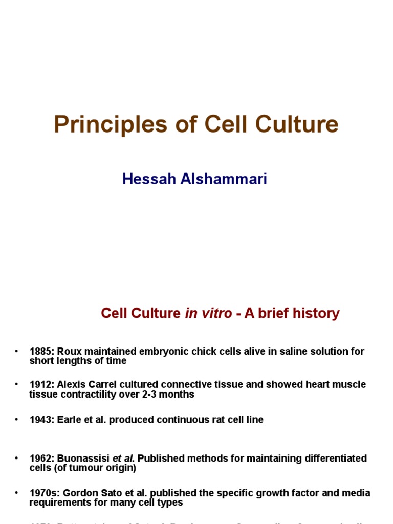 Principles of Cell Culture PDF Cell Culture Growth Medium