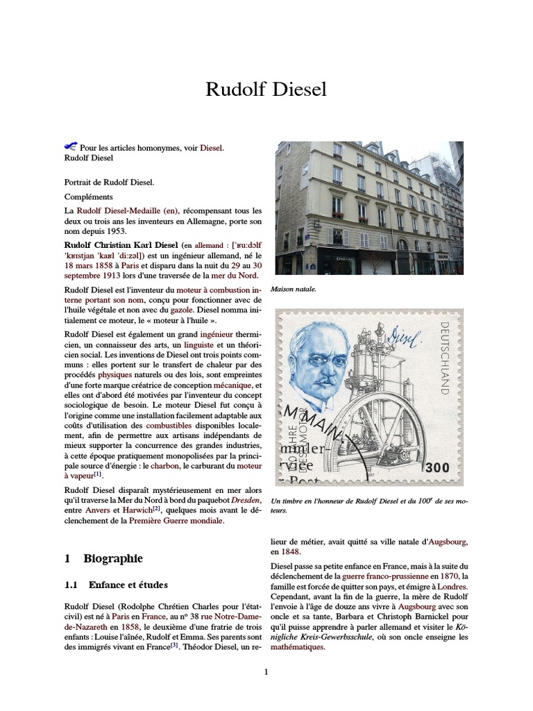 Rudolf Diesel et l'invention du moteur à allumage par compression