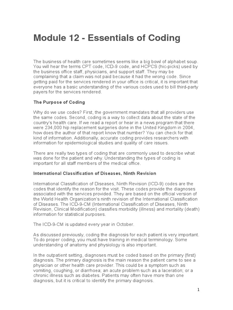 Module 12 - Essentials of Coding | PDF | Plastic Surgery | Influenza ...