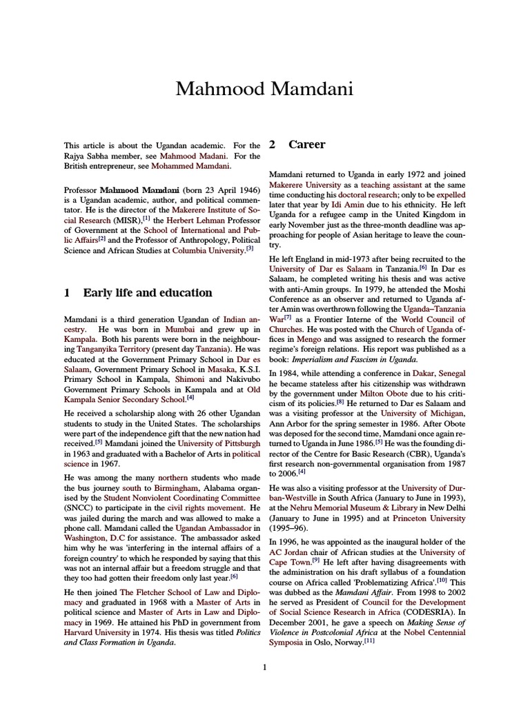 Mahmood Mamdani | PDF | Government | Politics (General)