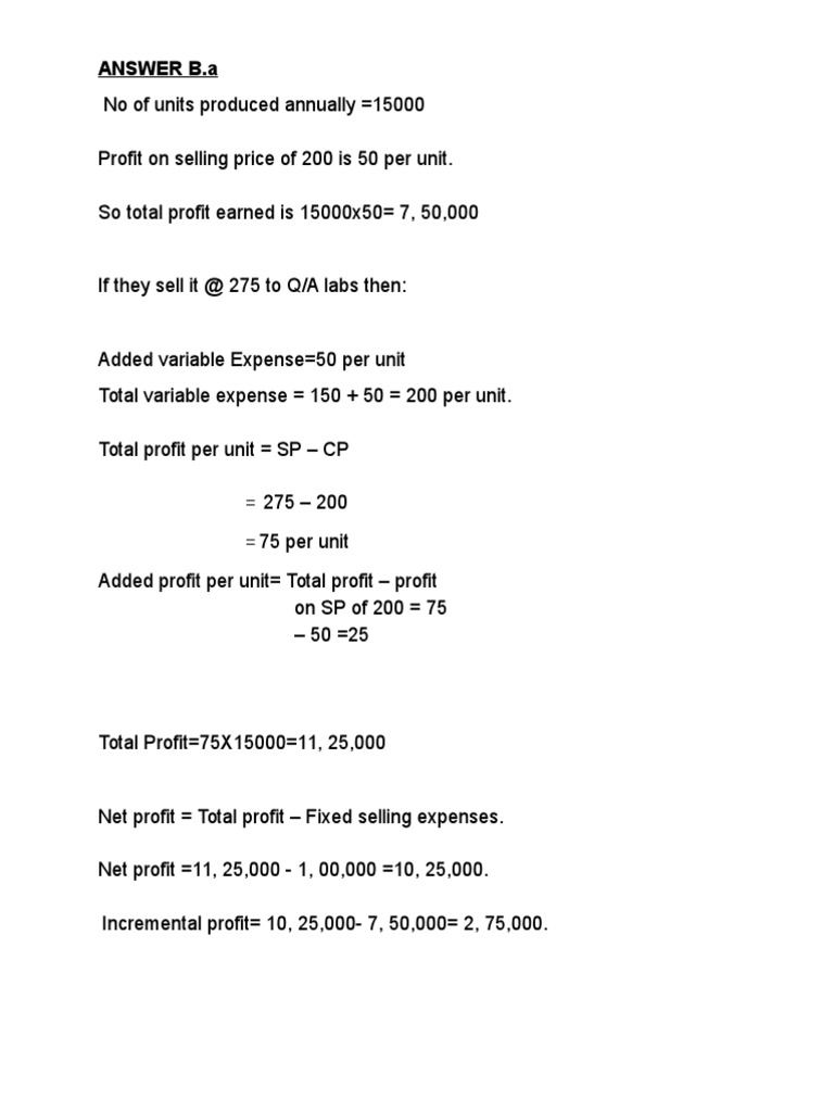 Annual Profit Analysis for Unit Sales | PDF