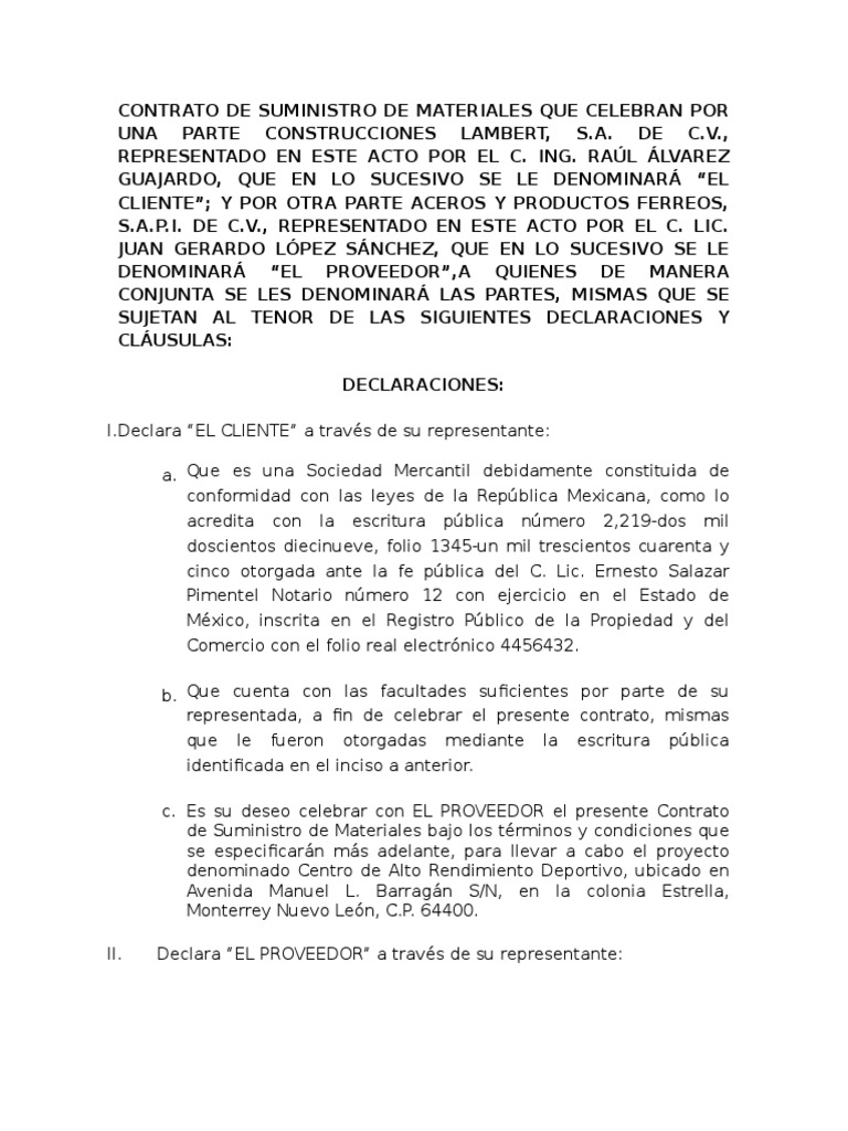 Formato Contrato de Suministro | PDF | Derecho privado | Gobierno