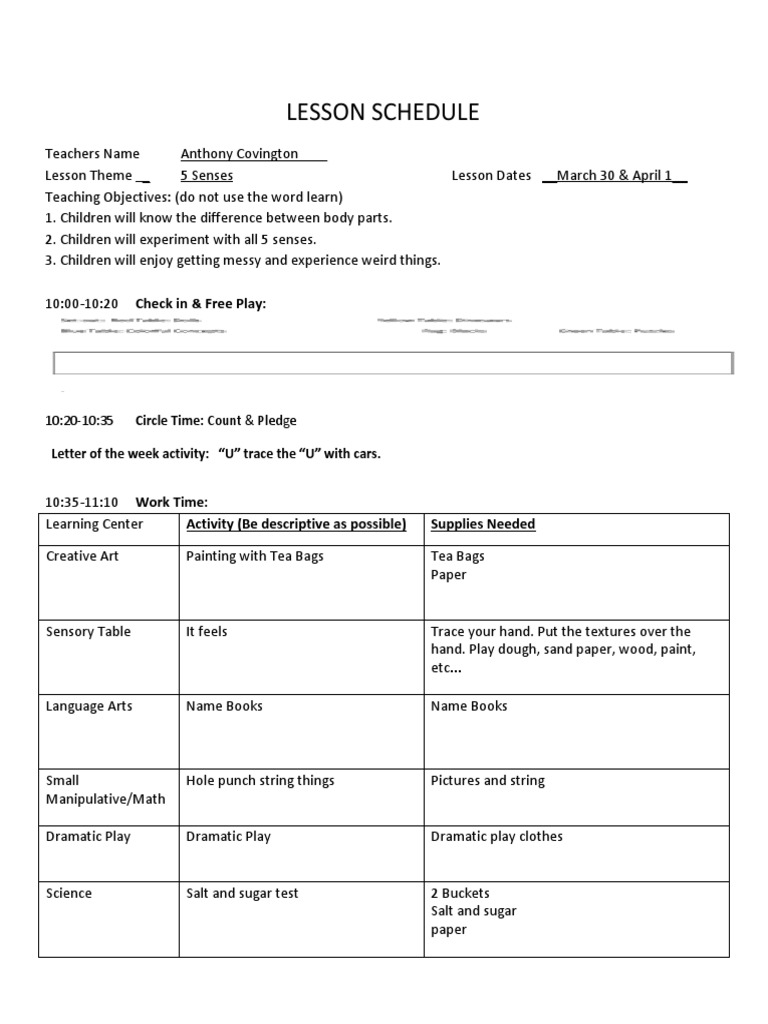5 Senses Lesson Plan for Kids | PDF | Language Arts & Discipline