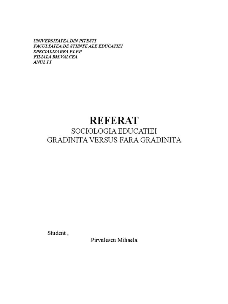 Rolul Si Beneficiile Gradinitei in Viata Copilului | PDF