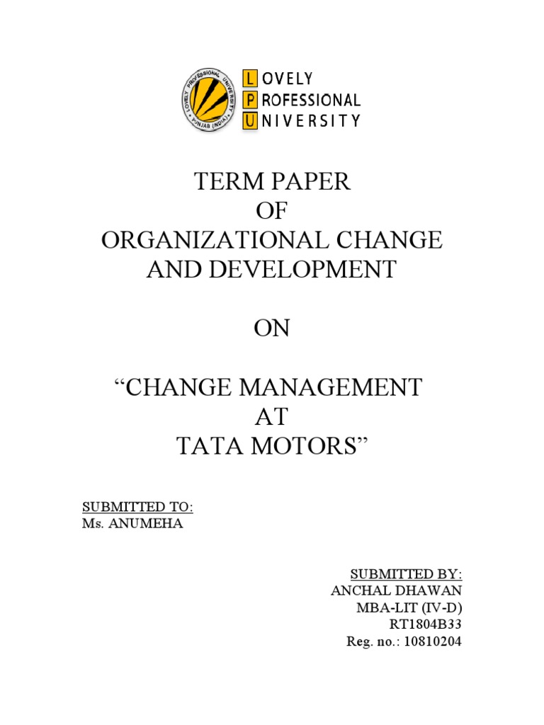 Change Management at Tata Motors | PDF | Business | Manufacturing And ...