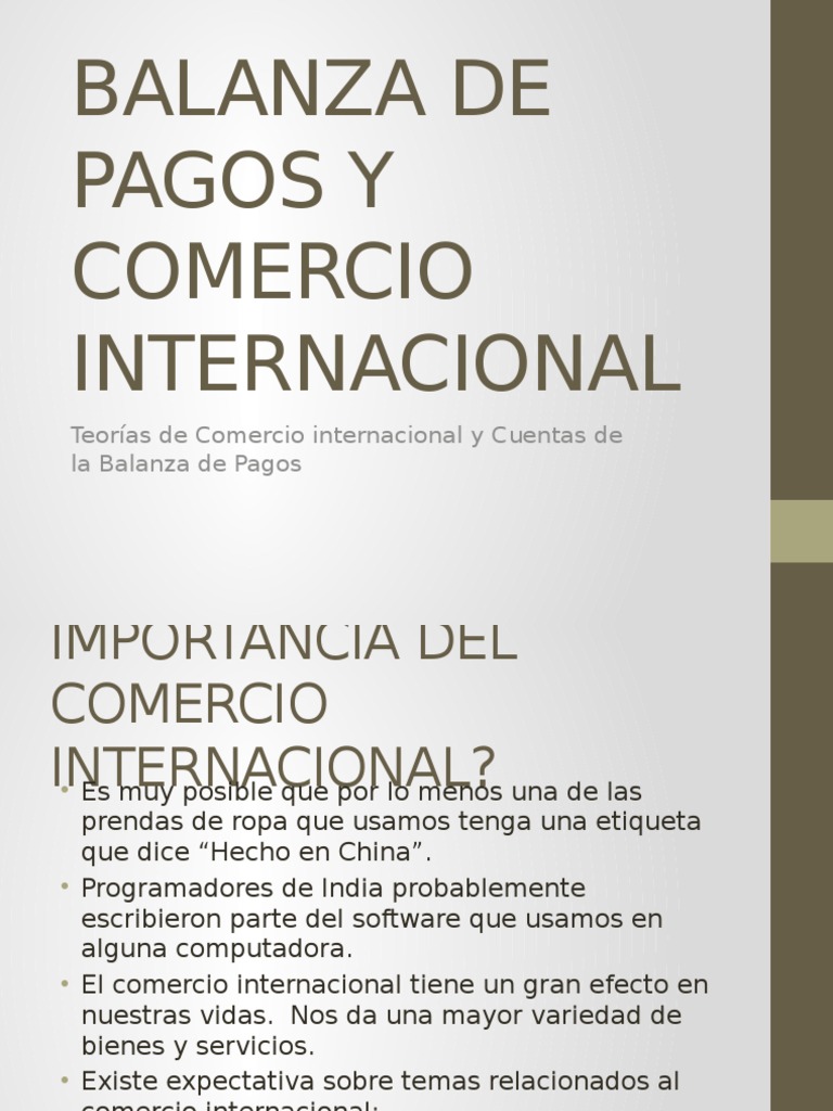 2 Balanza de Pagos y Comercio Internacional | PDF | Balance de pagos ...