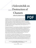 Rabbi Soloveitchik On The Destruction of Chametz: Edited by Rabbi Menachem Genack