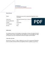 Peronard, M. Gómez, L. (1985). Reflexiones Acerca de La Comprensión Lingüística - Hacia Un Modelo