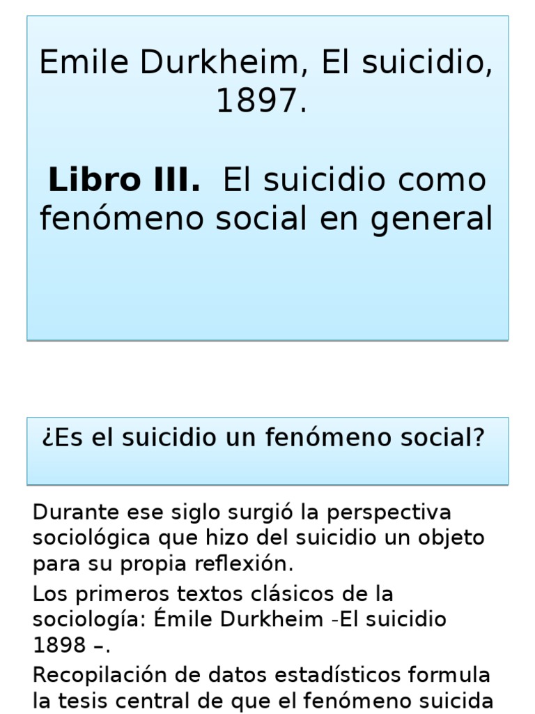 El Suicidio Durkheim | PDF | Suicidio | Emile Durkheim