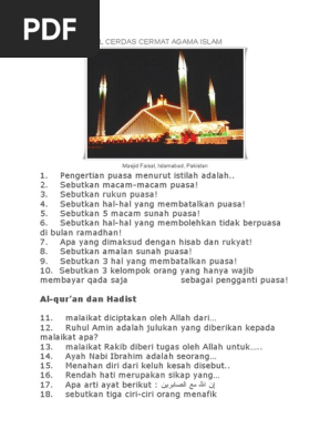 Kumpulan Soal Cerdas Cermat Agama Islam