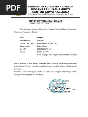 Surat Keterangan Usaha