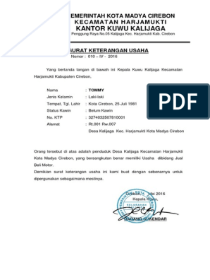 Surat Keterangan Usaha