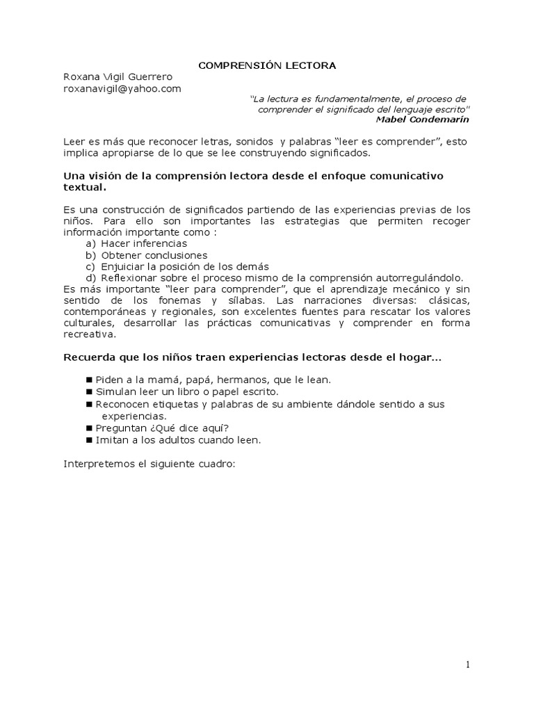 Estrategias para la Comprensión Lectora | PDF | Lectura (proceso ...