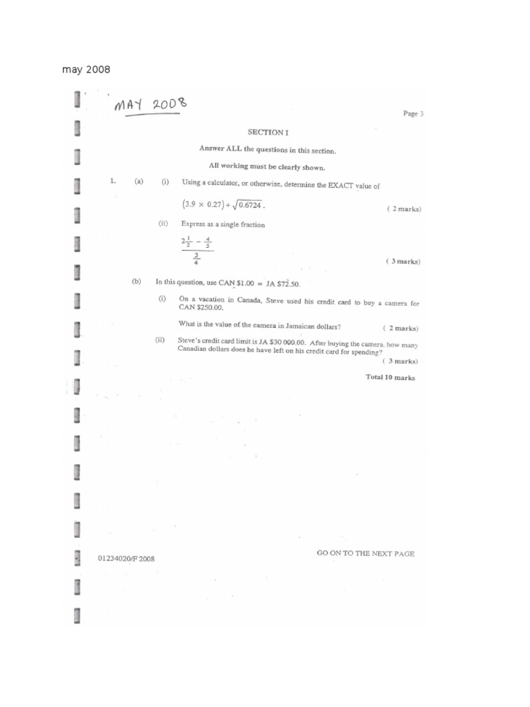 May 2008 Maths Paper 2 Overview | PDF