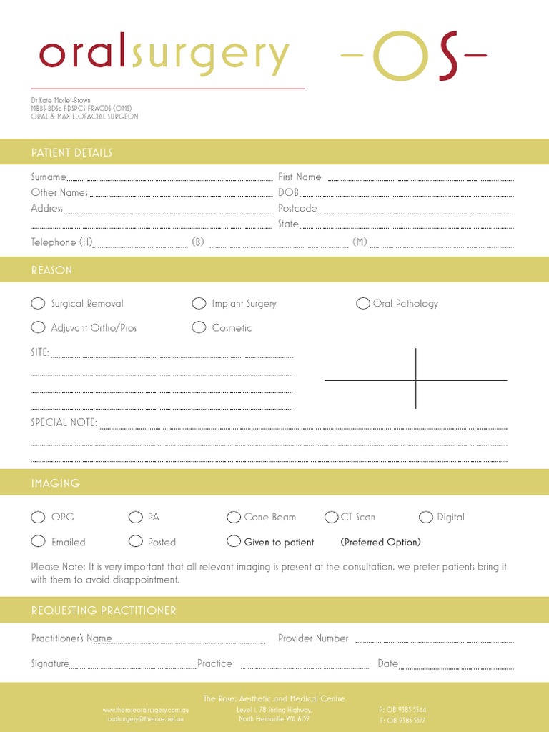 Oral Surgery Referral Form Template | PDF | Law | Science & Mathematics