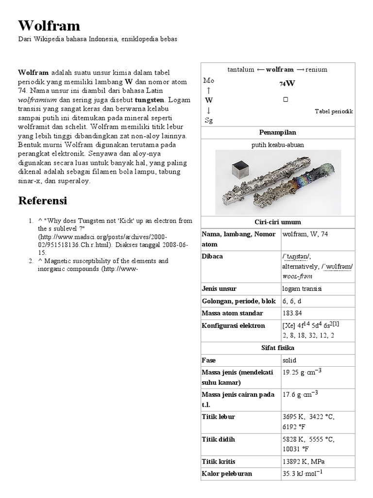 Wolfram - Wikipedia Bahasa Indonesia, Ensiklopedia Bebas