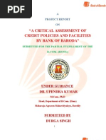 Download A CRITICAL ASSESSMENT OF CREDIT POLICIES AND FACILITIES BY BANK OF BARODA by Mayank SN31376251 doc pdf