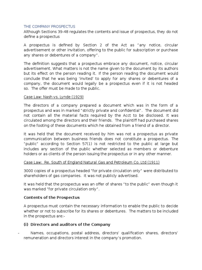 The Company Prospectus Kenya Law | PDF | Business | Law
