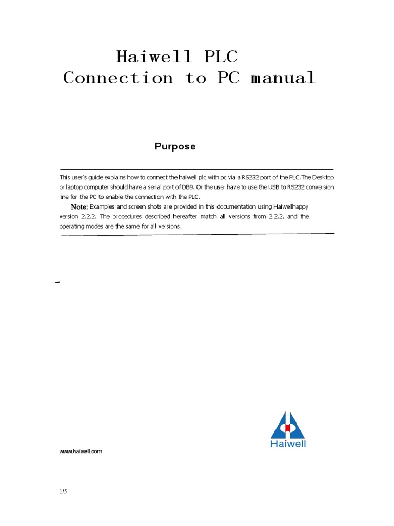 Haiwell PLC Connection To PC Manual | PDF | Programmable Logic ...