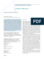 J. Pharm. Innov. 3, 60-68 (2008)-PQLI Key Topics-Criticality, Design Space and Control Strategy