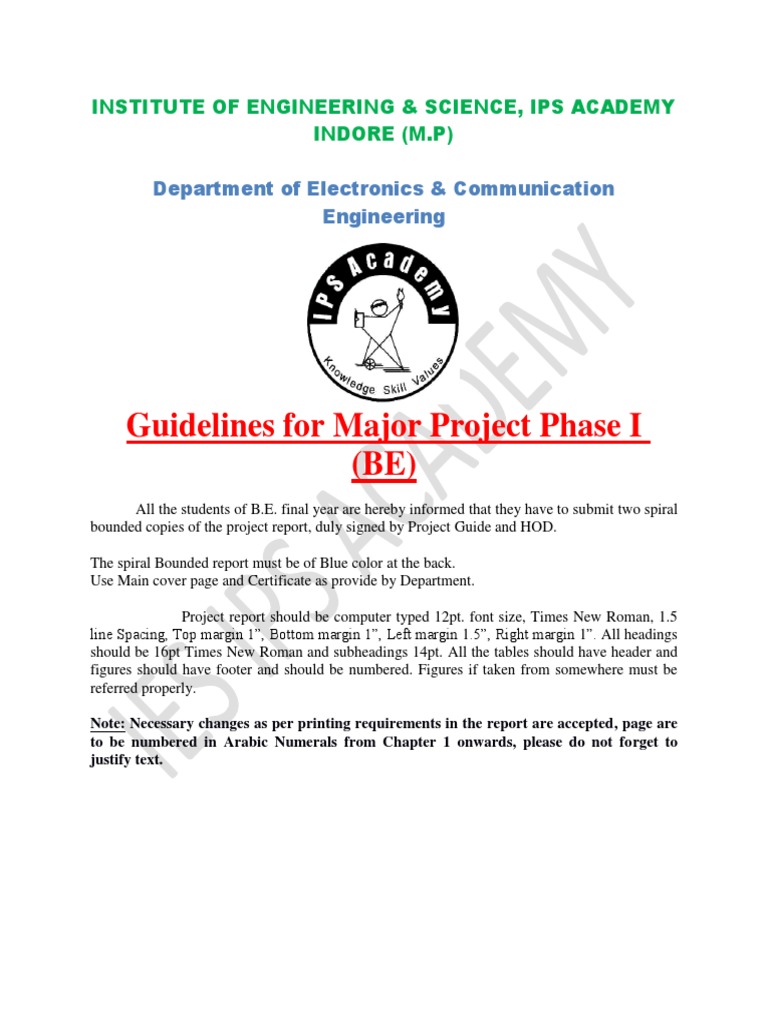 Major Project Phase I Guidelines for BE | PDF | Abstract (Summary) | Thesis