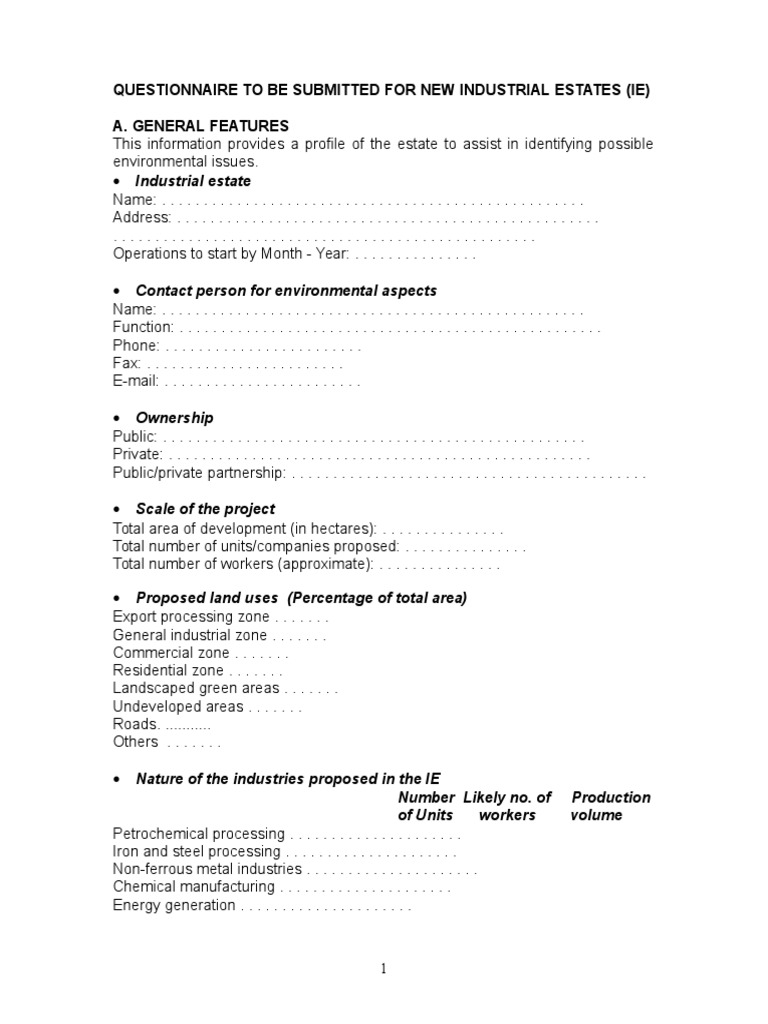 Questionnaire & Checklist Waste Management Waste