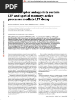 NMDA Receptor Antagonists Sustain LTP and Spatial Memory - Active Processes Mediate LTP Decay