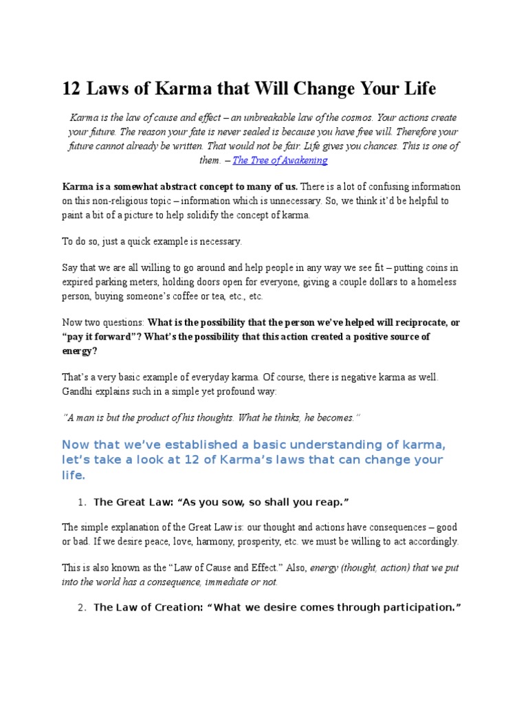 12 Laws of Karma That Will Change Your Life | PDF | Karma | Patience